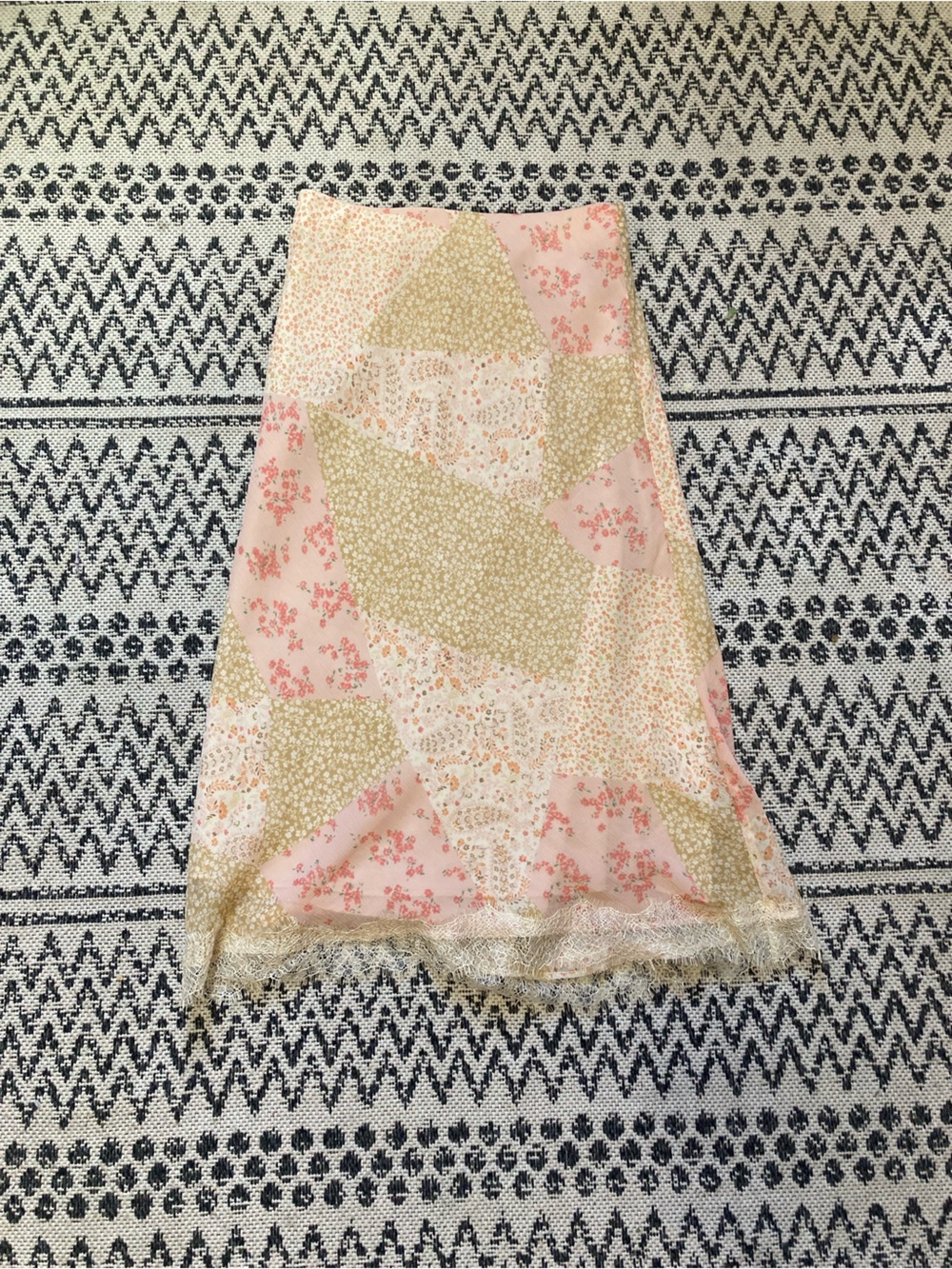Loft Pink Patchwork Skirt